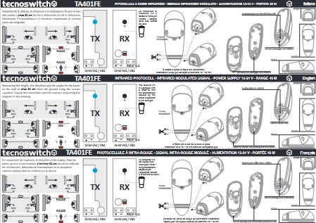 Paar 12/24V Tecno Switch Einbau-Infrarot-Fotozellen