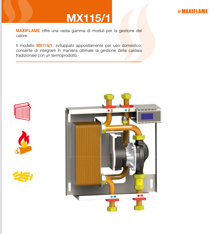 Superkompaktes Heizkessel-/Wärmeprodukt-Schnittstellenmodul 35/40 kW komplett mit Abdeckkasten - MX115/ 1 MINI - 115013