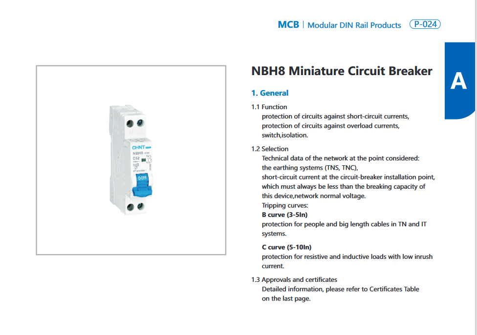 Disjoncteur magnétothermique compact 1 module - 1P+N 4,5kA Courbe C - CHINT