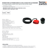 TECNOSWITCH - Galleggiante Elettrico Interruttore di Livello Acqua | IP3000/IP3100 | 230V 20A | 80°C