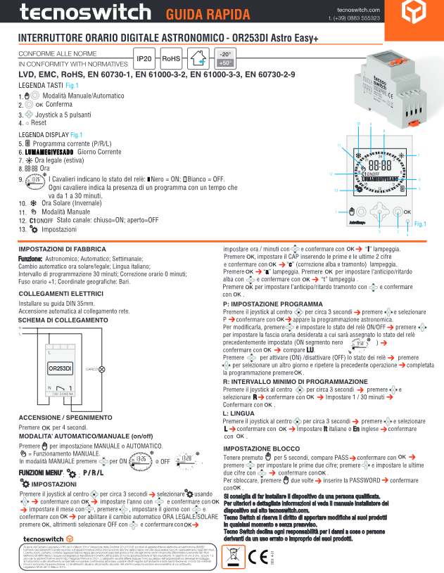 Interrupteur horaire numérique astronomique Tecno Switch