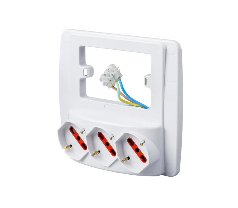 ROSI - Multipresa da Parete 3 Prese Schuko | 10/16A | Brevettata | Senza Opere Murarie | Emilia Smart | Bianco/Nero