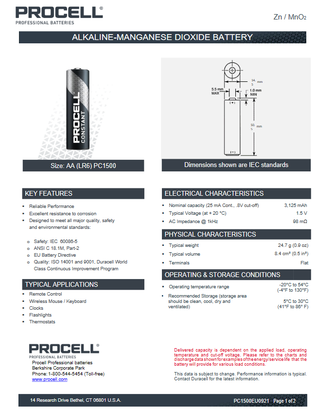 DURACELL PROCELL – Alkaline AA Intense Batterien | 10er-Pack | 3.072 mAh | 1,5V