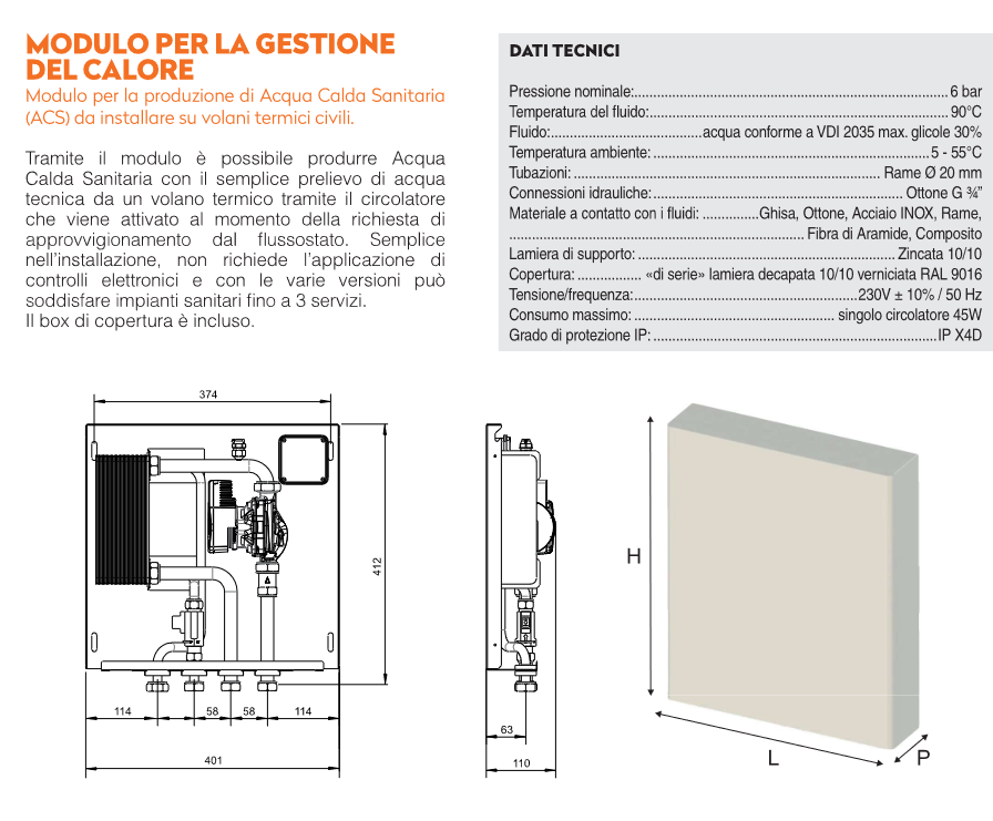 Super-compact module for domestic hot water production 17.5 Lt/min - MX125/ACS