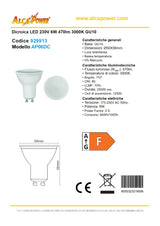 Lampadina dicroica GU10 a led 6W 470lm luce calda 3000K
