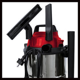 EINHELL - Aspiratore Solidi e Liquidi TC-VC 1815 S | 1250W | 15 L Inox | Aspirazione e Soffiaggio | 4 Ruote