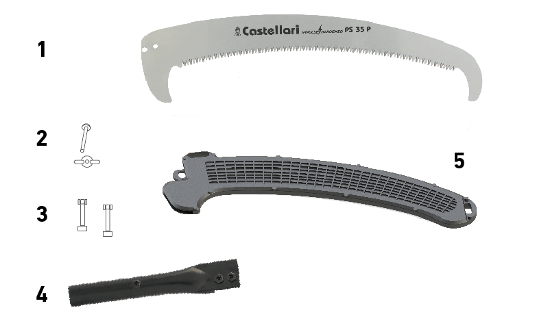 CASTELLARI - Seghetto Lama Curva per Asta Telescopica PS 35 P | 35cm | Acciaio Cromo Duro | Denti 3 Piani