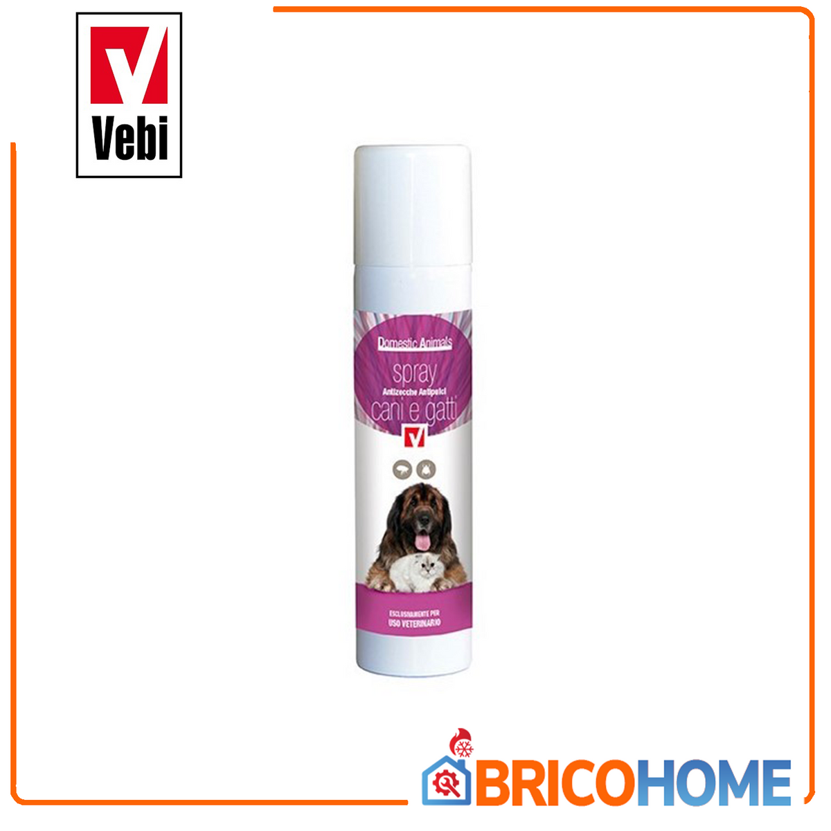 VEBI - Domestic Animals Spray Antiparassitario per Cani e Gatti | Antipulci Antizecche | 100g | A.I.C. 103235089