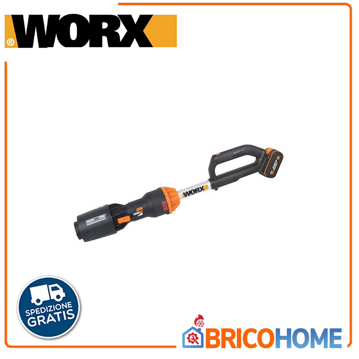 WORX - Soffiatore a Batteria WG543E | 20V 4Ah | Brushless | 209 km/h | PowerShare