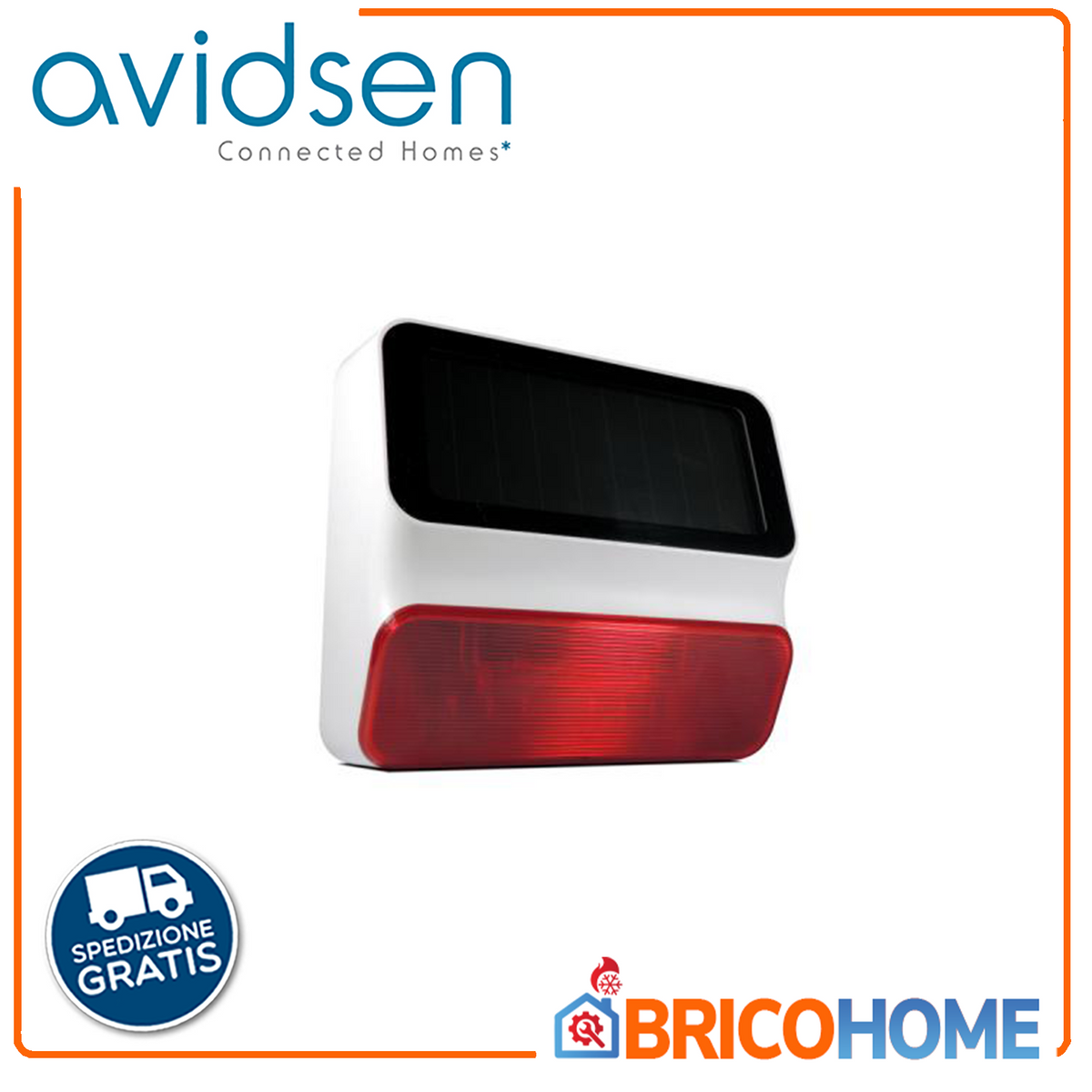 AVIDSEN - Sirena Solare Wireless Supplementare 100728 | Batteria Ricaricabile a Pannello Solare | Portata 100m | Compatibile Kit 127055/100731/100720