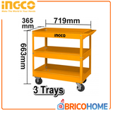 INGCO - Werkstattwagen Basic HPTCT031 | 3 Ablagen | Leer | 719x365x663 mm
