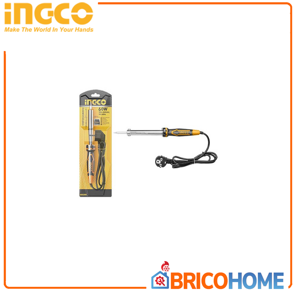 INGCO - Saldatore a Stagno 60W SI0268 | 220-240V | Punta Sostituibile | Con Supporto