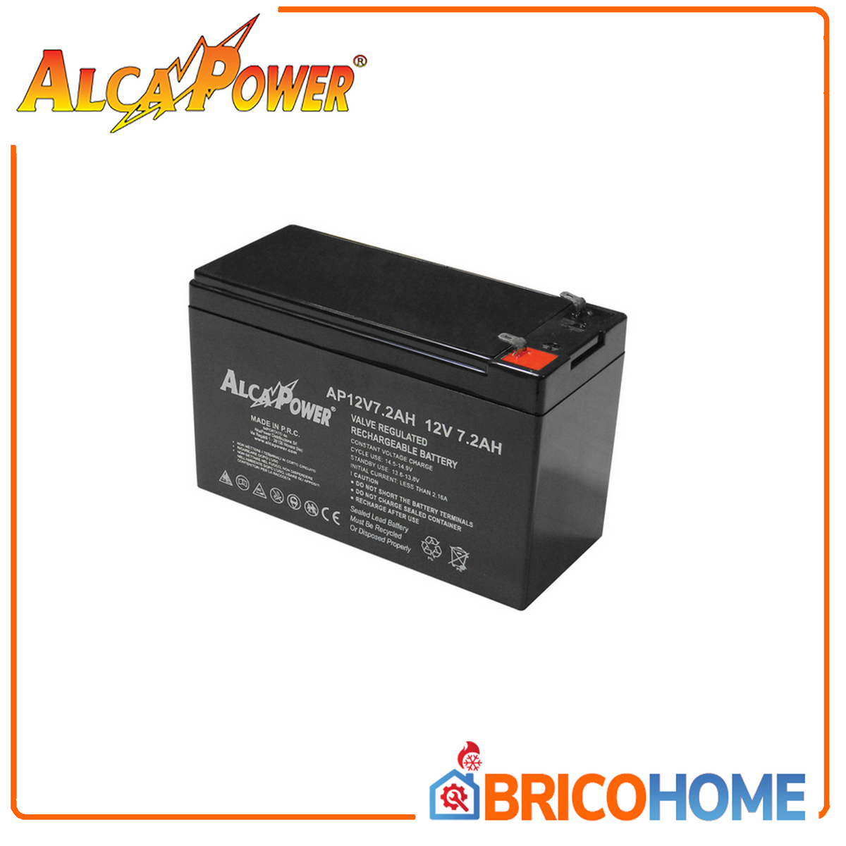 ALCAPOWER - Bleigel-Akku 12V 7,2Ah | Alarmanlagen | Faston T1 | 150x66x95mm | VRLA