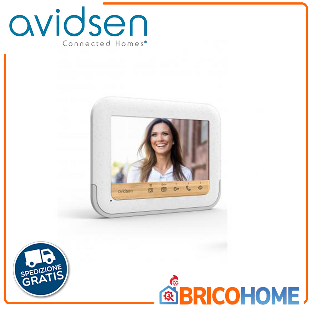 AVIDSEN - Monitor Supplementare BambooView 112283 | Touch Screen 7" | 2 Fili | Smart RFID | Memoria 100 Foto | Visione Notturna | Eco-Design