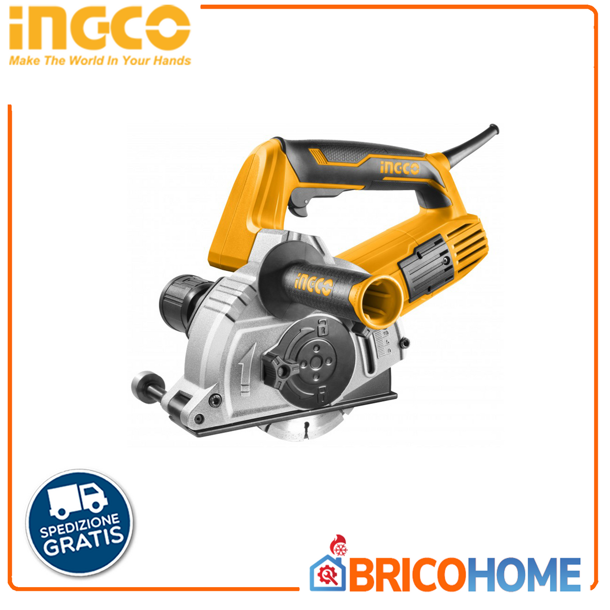 INGCO - Scanalatore per Muri WLC15008 | 1500W | D.125mm M14 | Prof. 3–29mm | Larg. 8–30mm