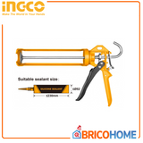 INGCO - Pistola per Silicone a Stelo HCG1709 | 9'' | Stelo 1,8mm | Impugnatura Alluminio | Rotante | Antigoccia
