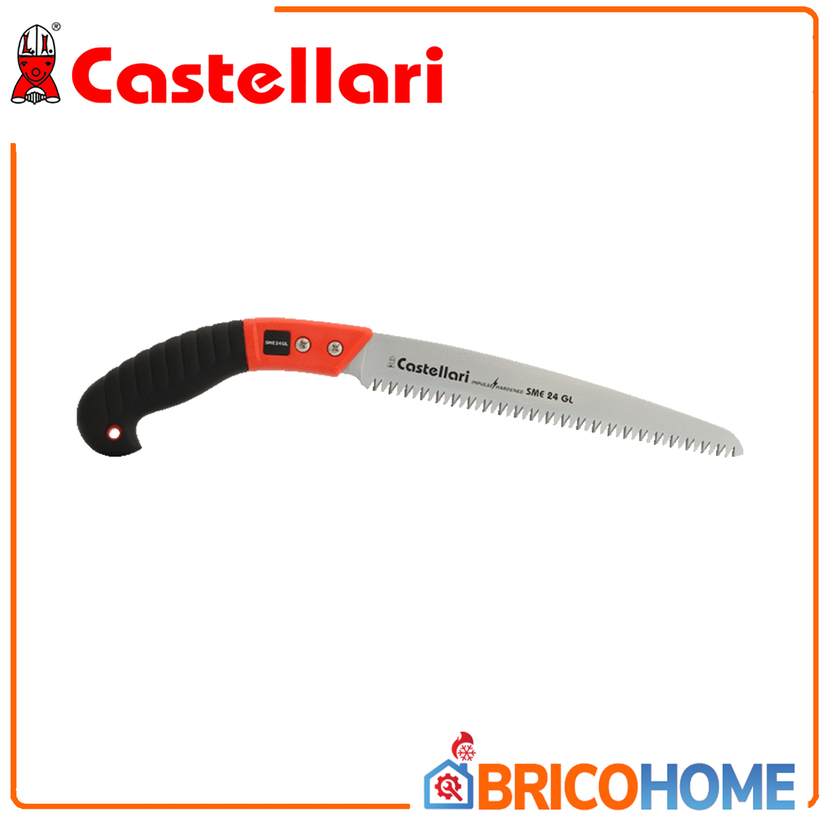 CASTELLARI - Seghetto Potatura SME 24 GL | Lama Dritta 24cm | Denti Lunghi Serie GL | Acciaio Alto Carbonio | Fodero con Fibbia