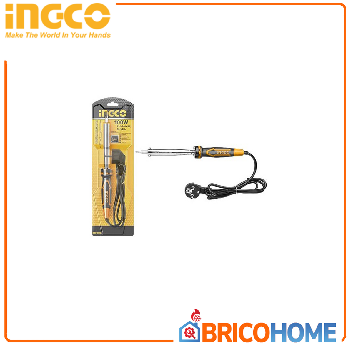 INGCO - Saldatore a Stagno 100W SI00108 | 220-240V | Punta Sostituibile | Con Supporto