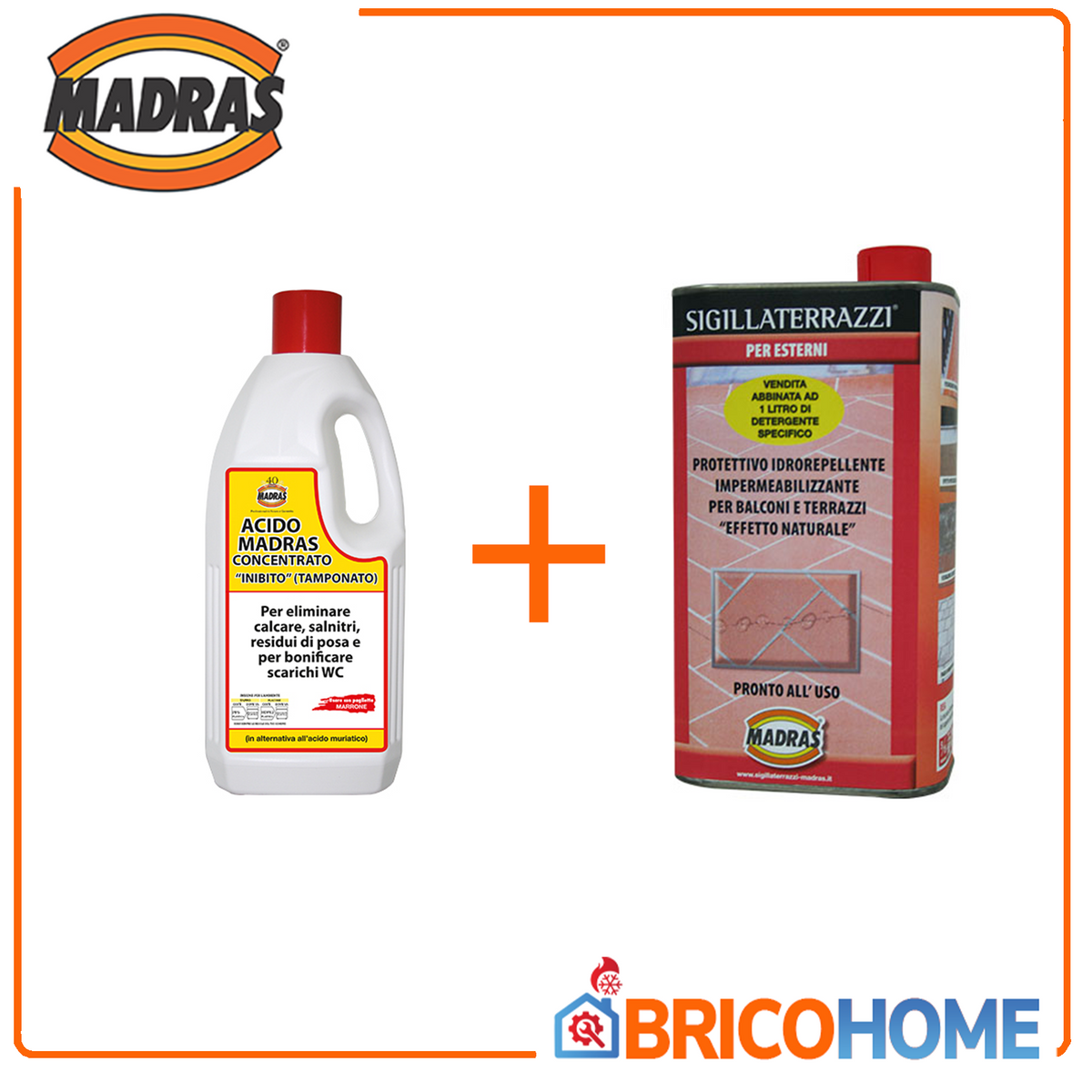 MADRAS - SIGILLATERRAZZI Set + Gepufferte konzentrierte Säure | Imprägnierung für Terrassen und Balkone | Reinigung und Schutz
