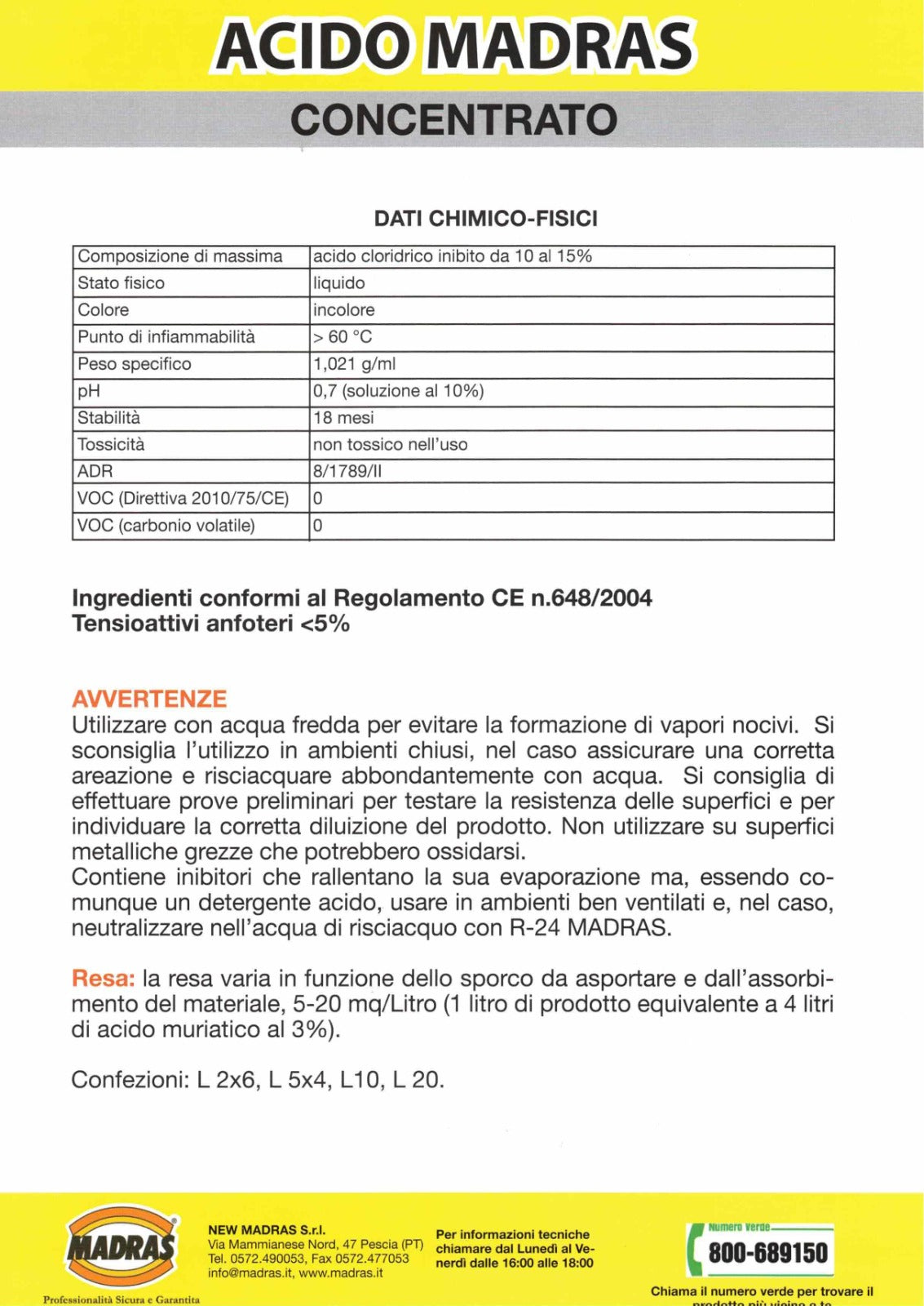 Acide Madras tamponné concentré 2L