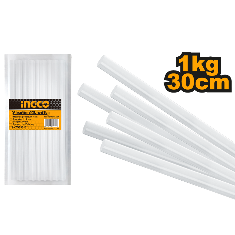 INGCO - Colla Termofusibile in Stick AKTGS3011 | Ø 11,2 mm x 30 cm | Confezione 1 kg | Resina di Petrolio