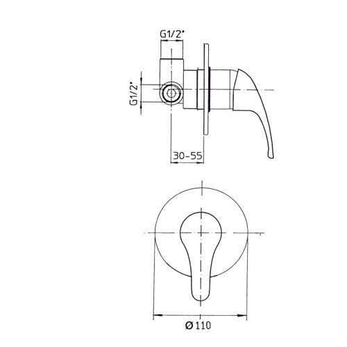 GS RUBINETTERIE - Miscelatore Monocomando Incasso Doccia Ecoline 5350 | Da Incasso | Made in Italy