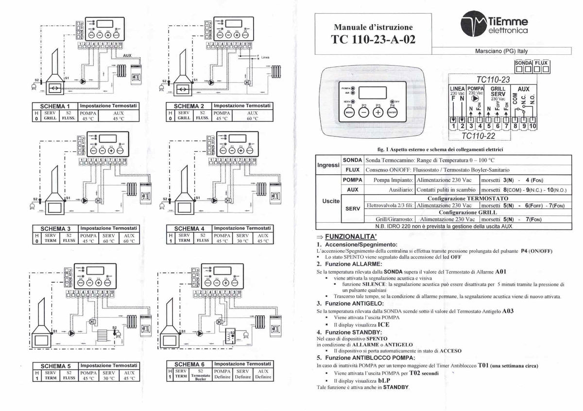 TIEMME - Centralina da Incasso Termocamini TC110 | 6 Configurazioni | Sonda Inclusa | 3 Moduli